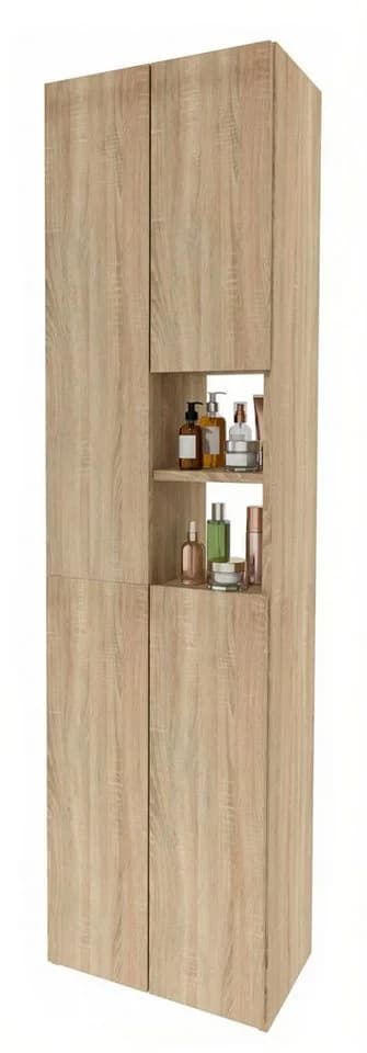 TREND WERK Badschrank Hochschrank schmal Holzoptik Eiche Sonoma