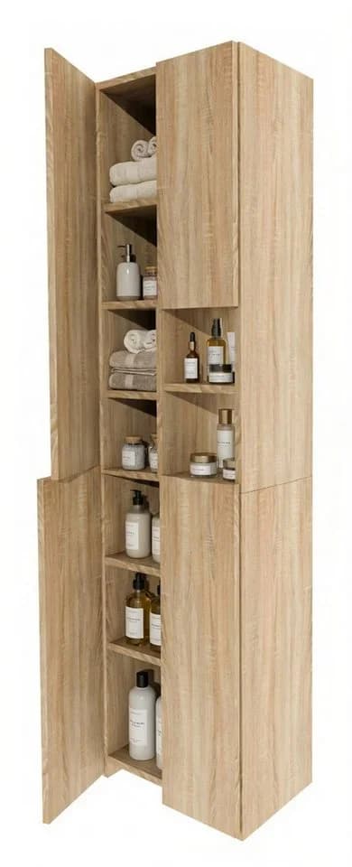 TREND WERK Badschrank Hochschrank schmal Holzoptik Eiche Sonoma - Bild 3