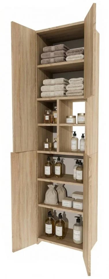 TREND WERK Badschrank Hochschrank schmal Holzoptik Eiche Sonoma - Bild 4
