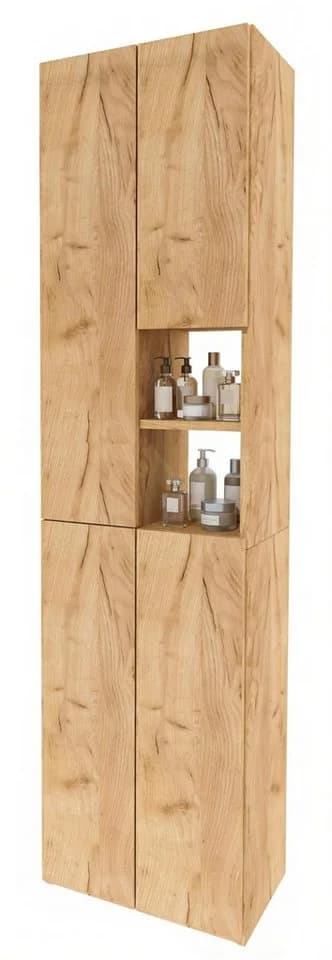 TREND WERK Badschrank Hochschrank Holzoptik Modern Skandinavisch