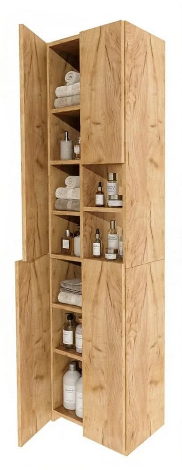 TREND WERK Badschrank Hochschrank Holzoptik Modern Skandinavisch - Bild 3