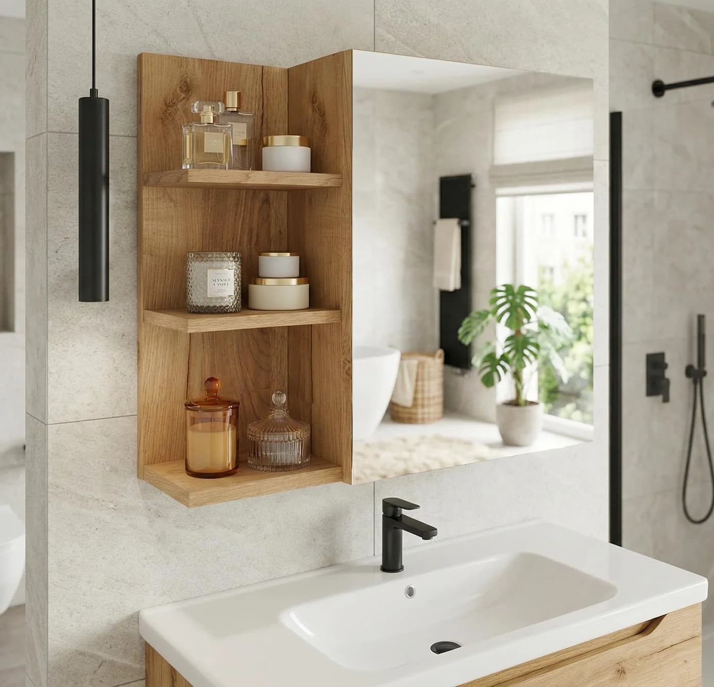 TREND WERK Spiegelschrank Badezimmer mit Ablage & Stauraum - Bild 5