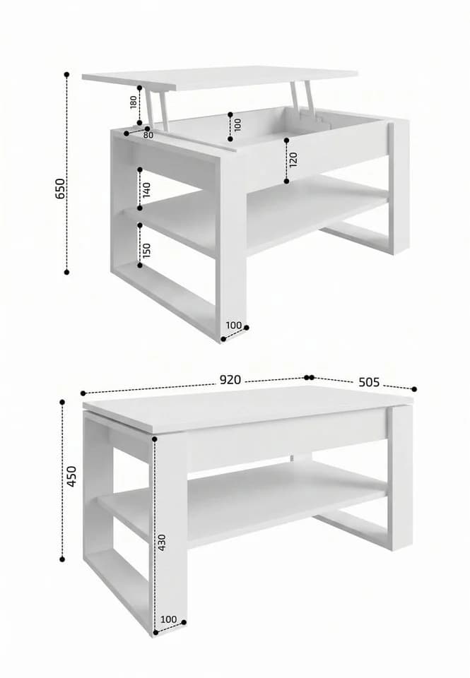TREND WERK Lift-Couchtisch höhenverstellbar Braun/Schwarz - Bild 5