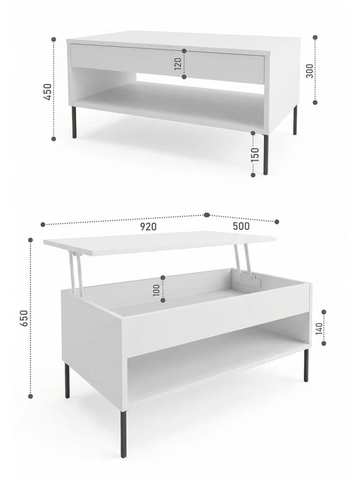 TREND WERK Lift-Sofatisch höhenverstellbar mit Stauraum - Bild 5