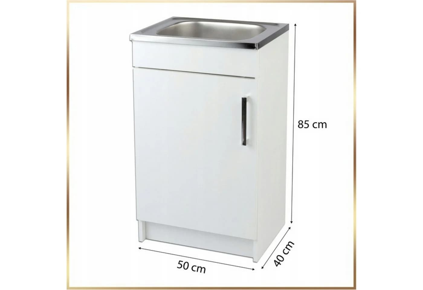 STAMAR Küchenschrank 50cm Weiß mit Edelstahl-Spüle und Wandarmatur Komplett-Set - Bild 3