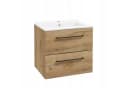 STAMAR Waschtisch Unterschrank 50 cm hängend mit Waschbecken Craft Eiche Gold, 2 Schubladen Soft-Close Keramik modern Wandmontage Bild 2