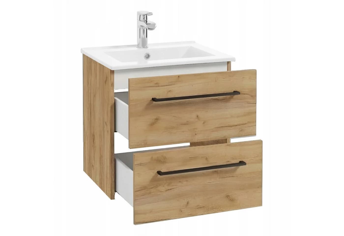 STAMAR Waschtisch Unterschrank 50 cm hängend mit Waschbecken Craft Eiche Gold, 2 Schubladen Soft-Close Keramik modern Wandmontage - Bild 3