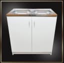 STAMAR Spülenschrank 80cm Weiß 2-Becken Spüle Bild 1