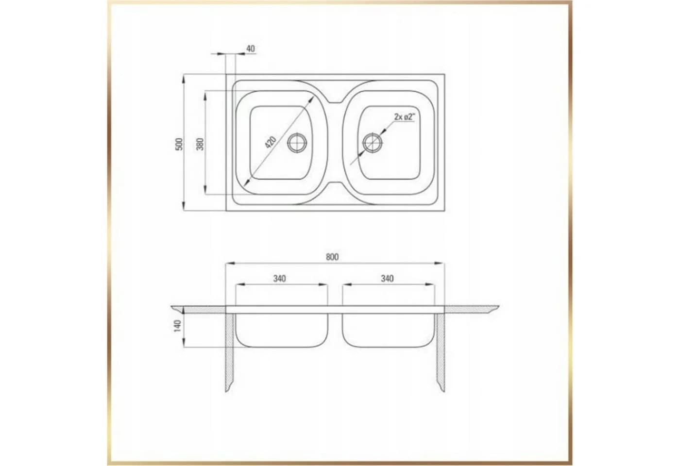 STAMAR Spülenschrank 80cm Weiß 2-Becken Spüle - Bild 5