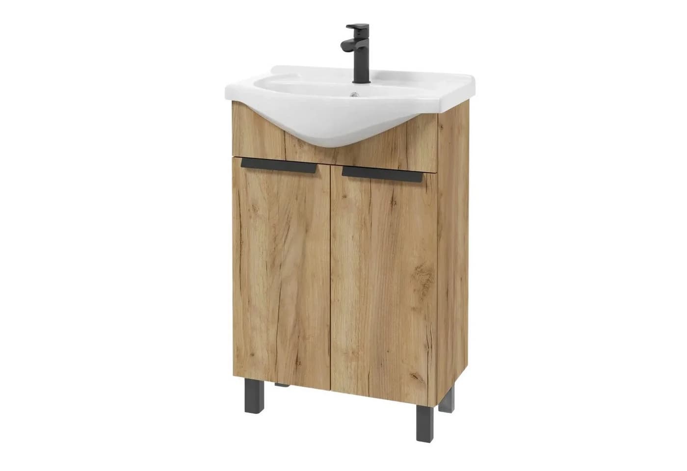 STAMAR Waschbeckenunterschrank 50 cm Eiche Gold mit Keramikwaschbecken
