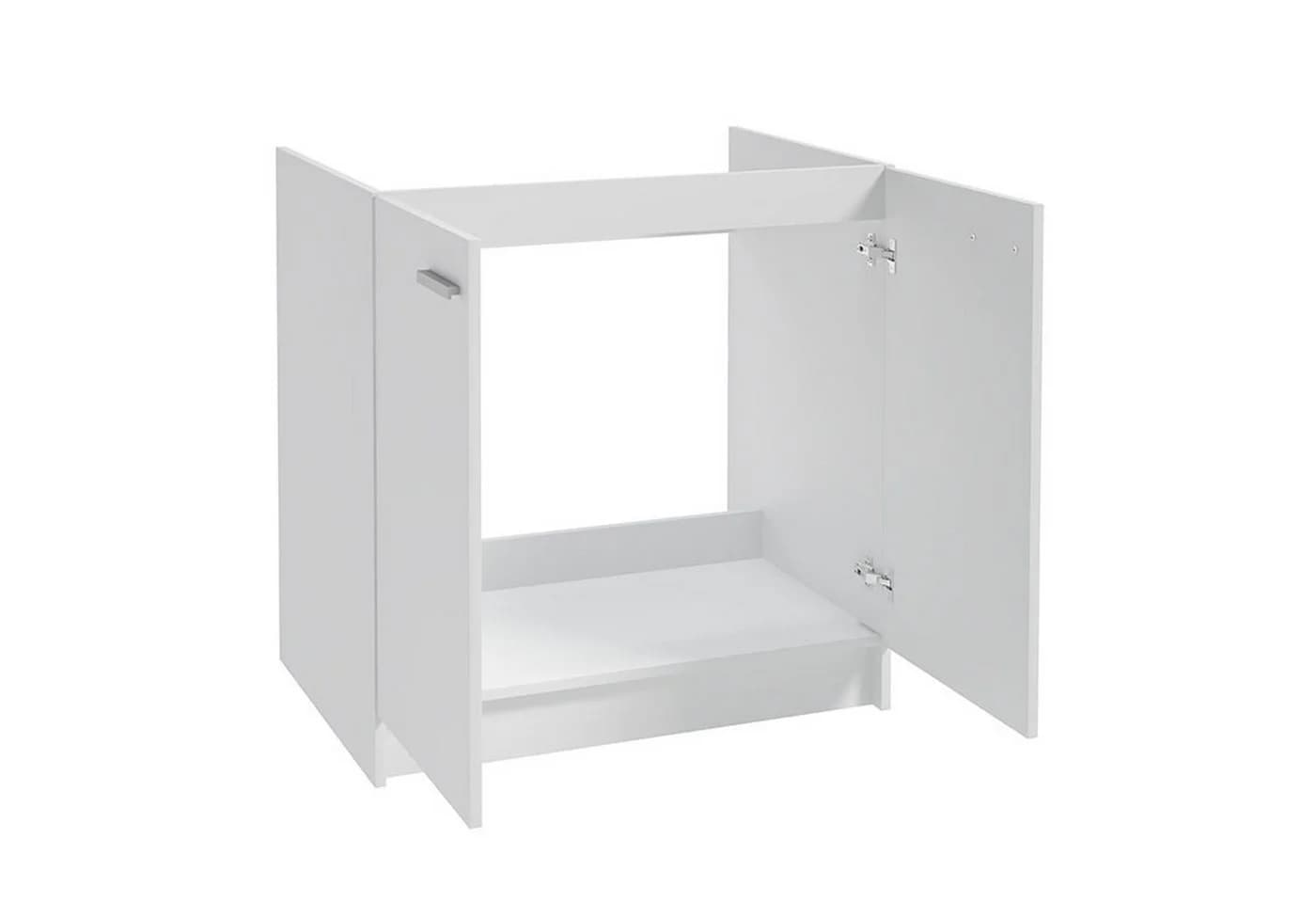 STAMAR Küchenunterschrank 80 cm Weiß mit Edelstahlspüle und Armatur Set