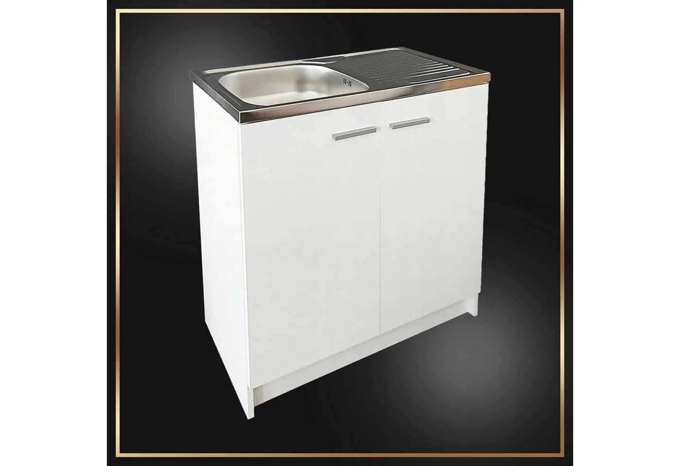 STAMAR Küchenunterschrank 80 cm Weiß mit Edelstahlspüle und Armatur Set - Bild 3