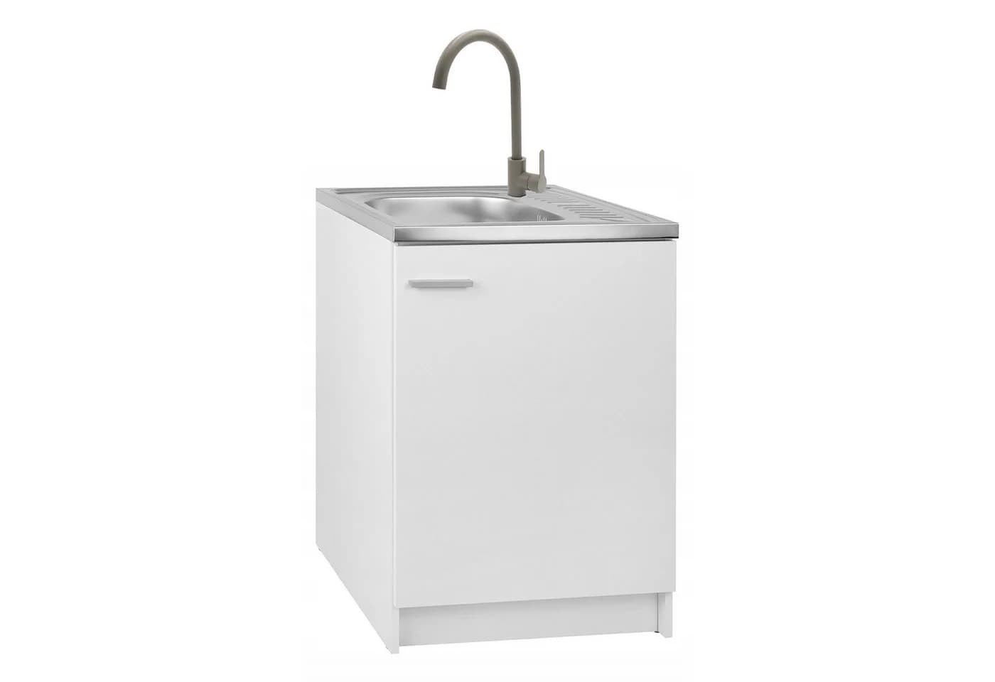STAMAR Spülenschrank Komplettset 60cm Weiß Spüle Edelstahl Hocharmatur Olivgrün - Bild 2