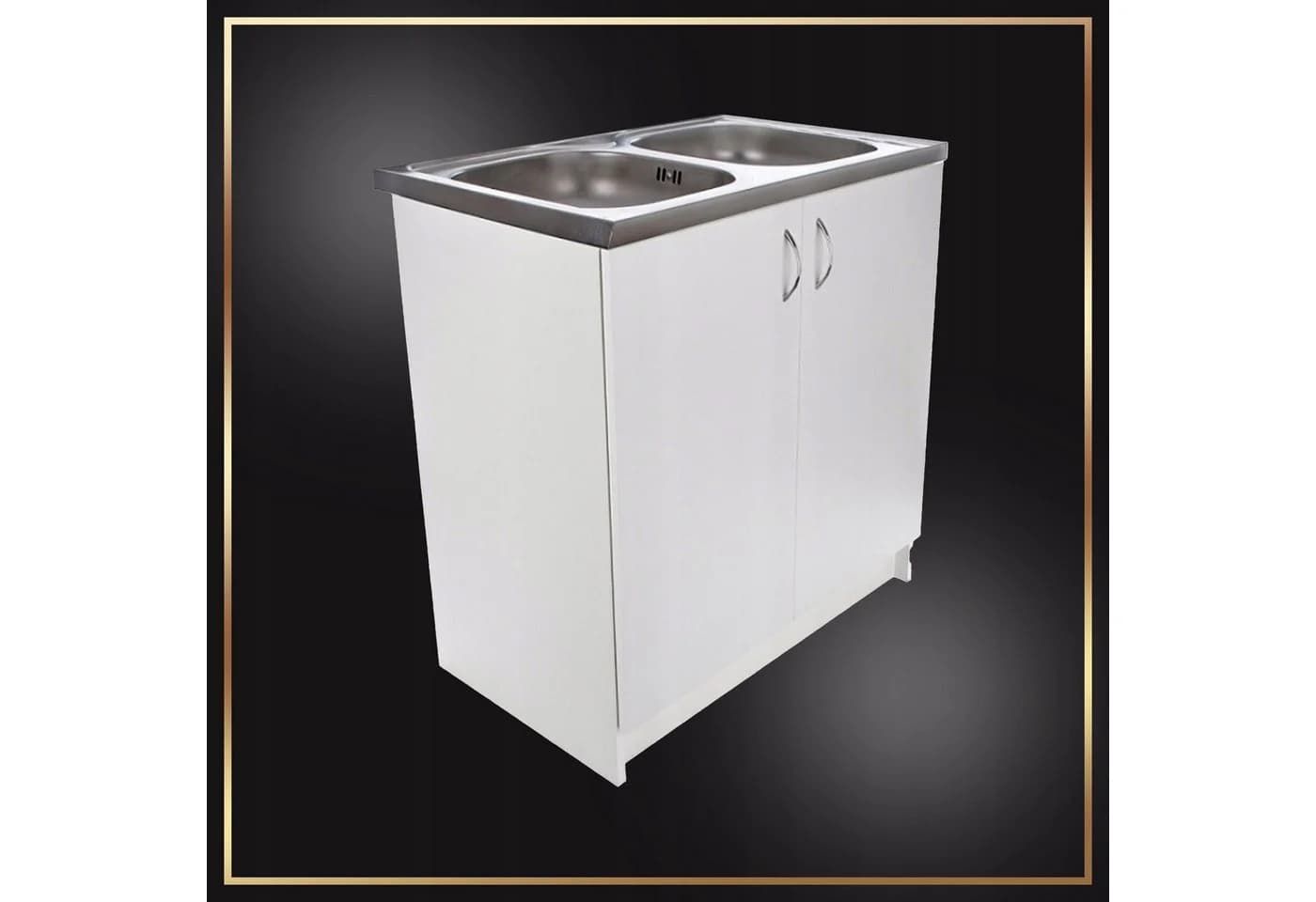 STAMAR Spülenschrank Komplettset 80cm Weiß mit Edelstahlspüle und Armatur - Bild 3