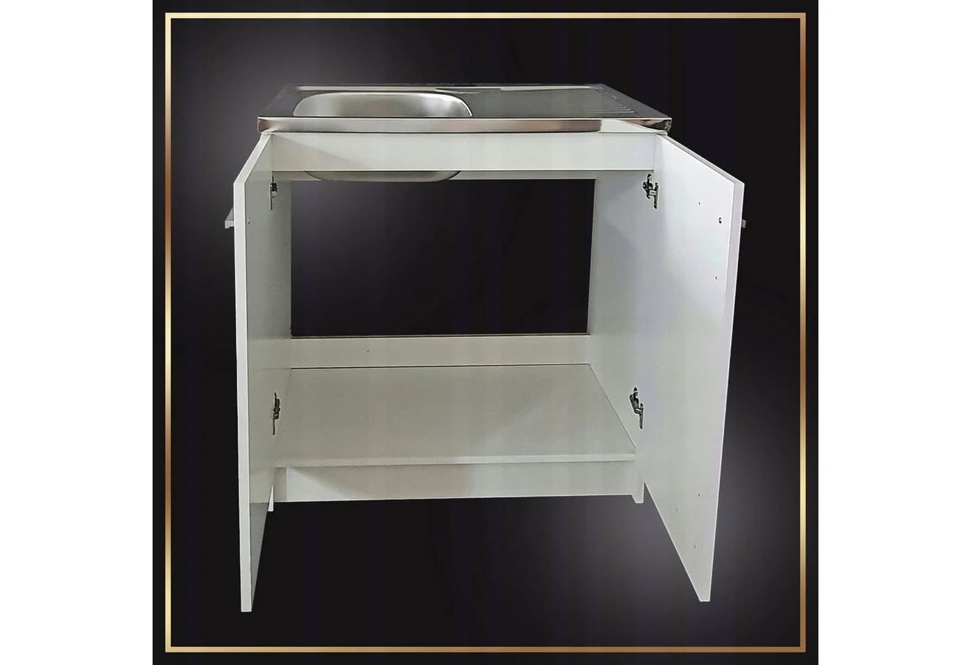 STAMAR Spülenschrank 80 cm Weiß mit Edelstahlspüle und flexibler Armatur - Bild 3