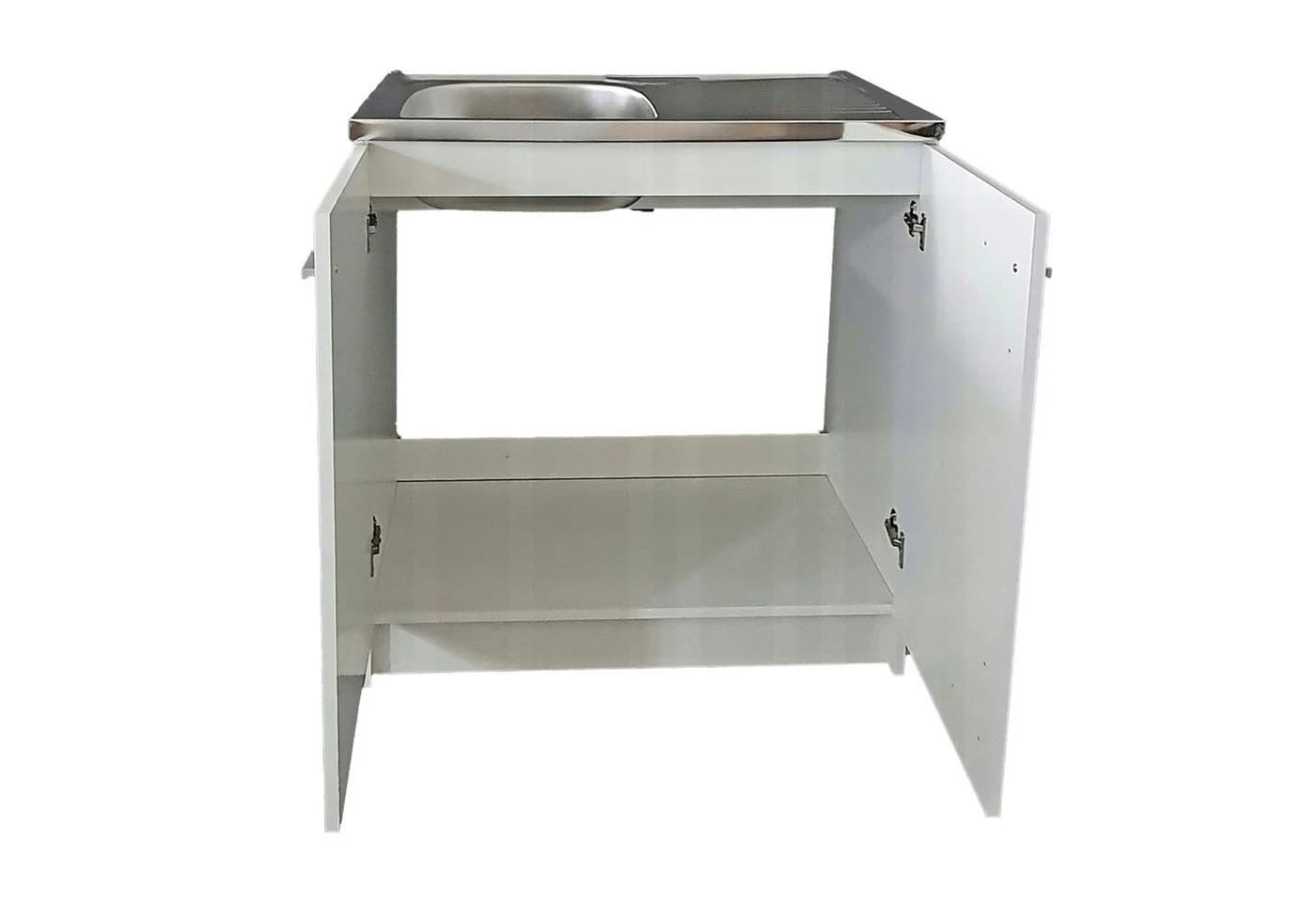 STAMAR Spülenschrank Küchenunterschrank 80 cm Weiß Spüle Armatur Schwarz - Bild 3
