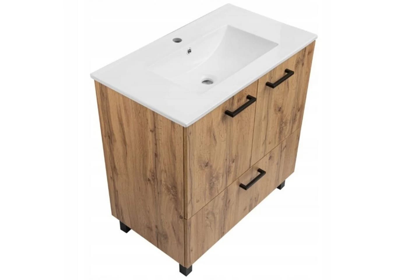 STAMAR Waschbeckenunterschrank 80cm Eiche Wotan mit Keramikwaschbecken