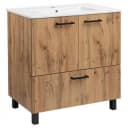 STAMAR Waschbeckenunterschrank 80cm Eiche Wotan mit Keramikwaschbecken Bild 2