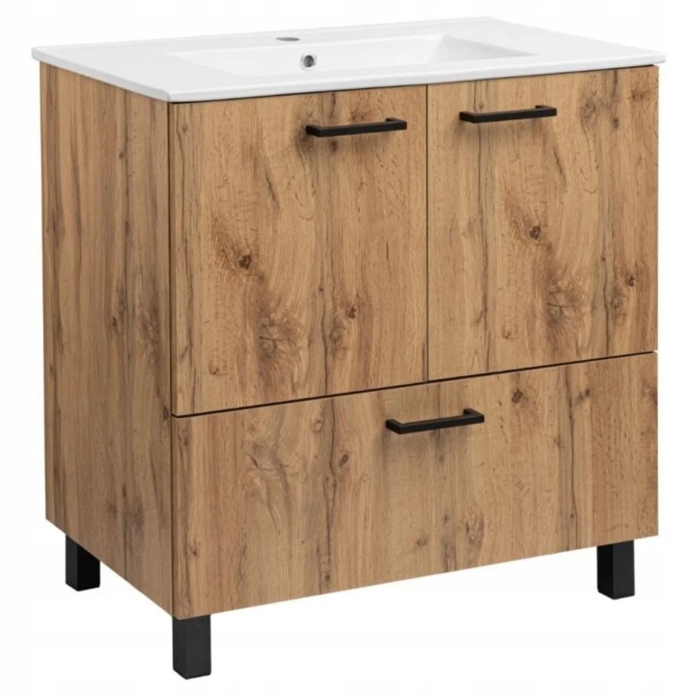 STAMAR Waschbeckenunterschrank 80cm Eiche Wotan mit Keramikwaschbecken - Bild 2