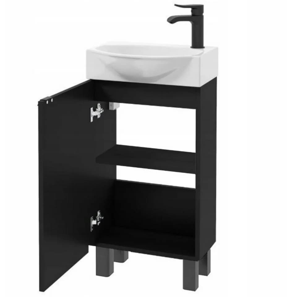 Moderner Waschbeckenunterschrank und Standschrank in Schwarz - Bild 3