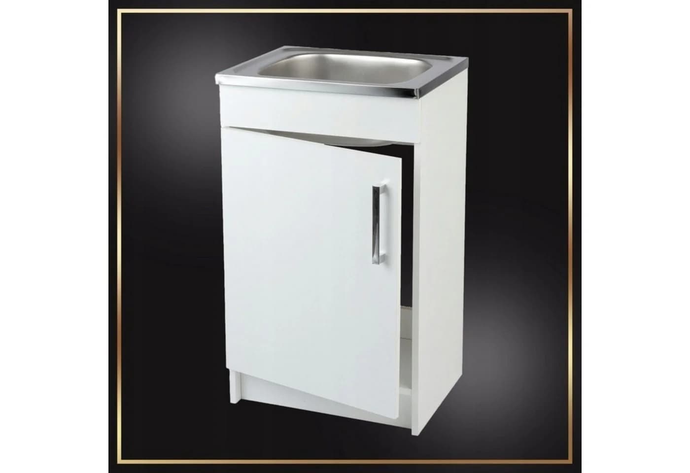 STAMAR Spülenschrank 50cm Weiß Edelstahl Armatur