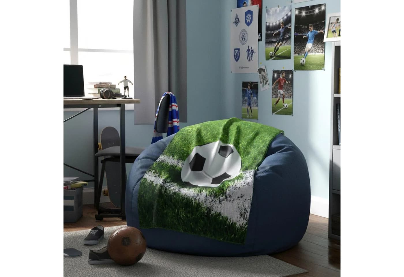 Sarcia.eu Kinderdecke Fußball Fleecedecke 100x150cm - Bild 5
