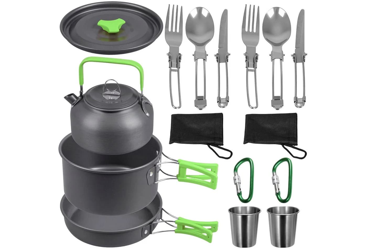Sarcia.eu Campinggeschirr-Set 18-tlg mit Topf, Wasserkocher & Besteck