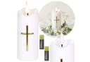 Sarcia.eu LED-Kerze Weiß mit Kreuz, Flammeneffekt und Batterien, 13 cm Bild 2