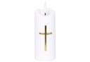 Sarcia.eu LED-Kerze Weiß mit Kreuz, Flammeneffekt und Batterien, 13 cm Bild 3