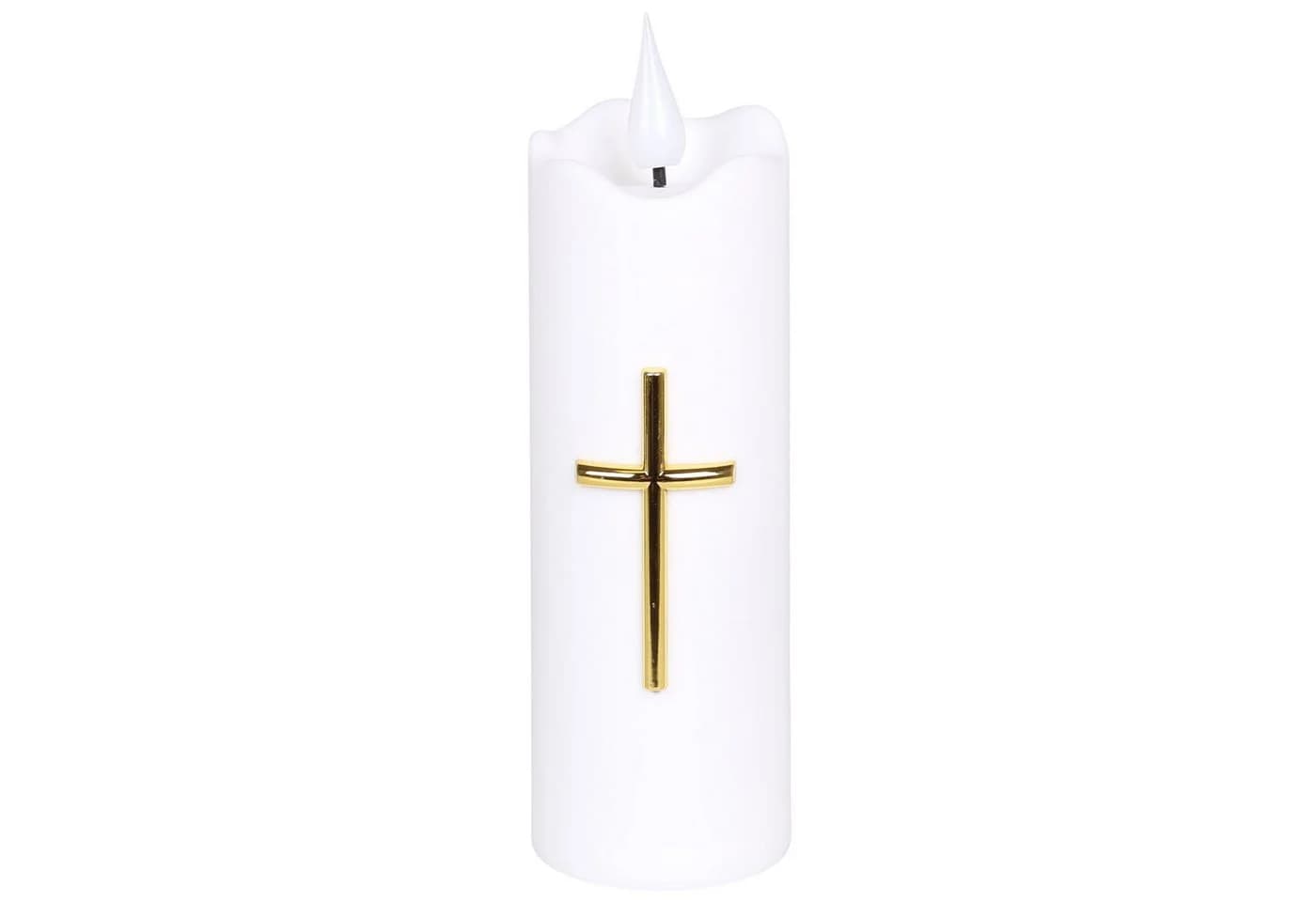 Sarcia.eu LED-Kerze Weiß mit Kreuz Flammeneffekt - Bild 3