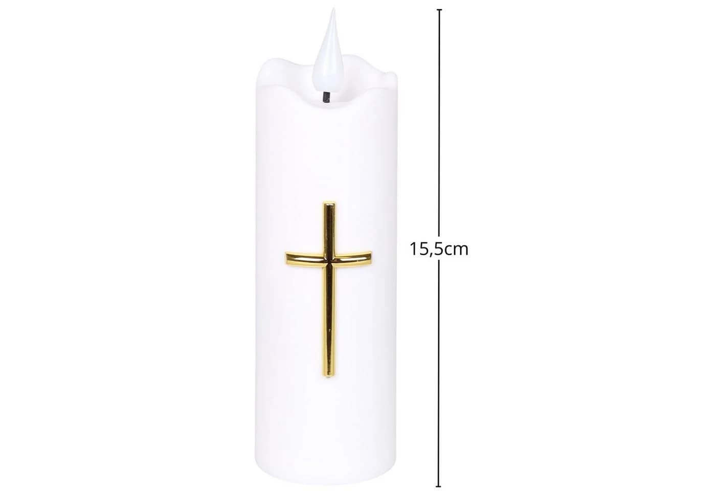 Sarcia.eu LED-Kerze Weiß mit Kreuz Flammeneffekt - Bild 4