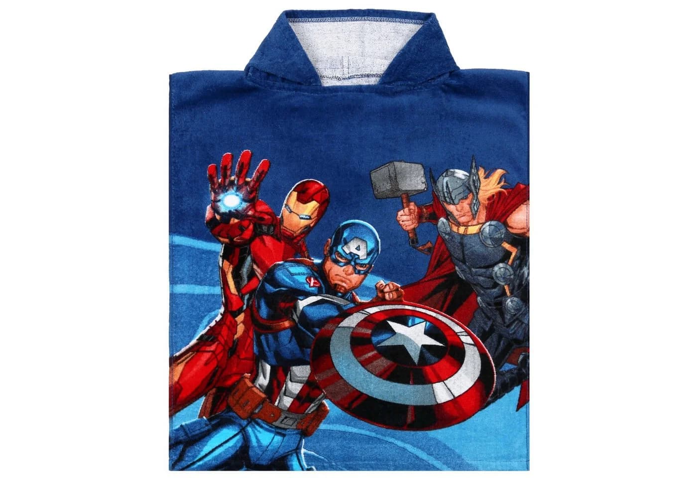 Marvel Avengers Badeponcho mit Kapuze 100% Baumwolle Blau