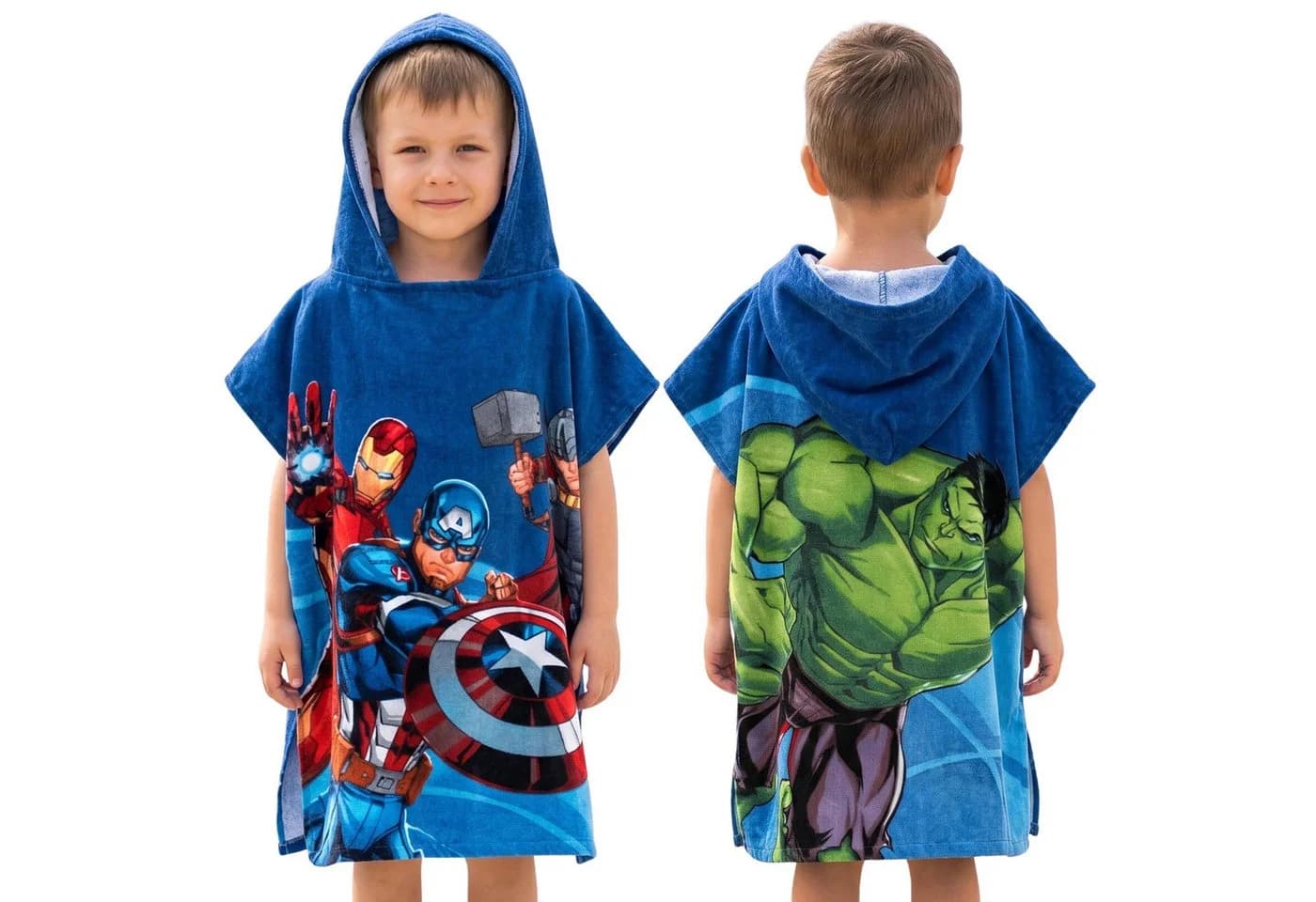 Marvel Avengers Badeponcho mit Kapuze 100% Baumwolle Blau - Bild 2