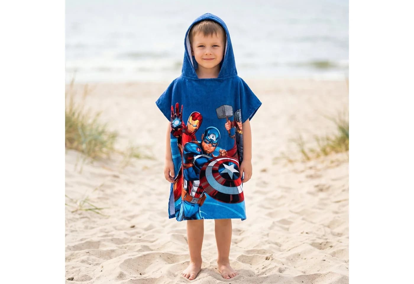 Marvel Avengers Badeponcho mit Kapuze 100% Baumwolle Blau - Bild 5
