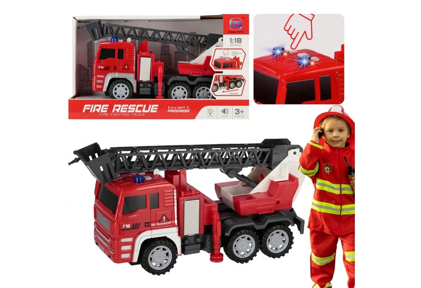 Sarcia.eu Spielzeug-Feuerwehr Feuerwehrauto mit LED & Sound 1:18 - Bild 2