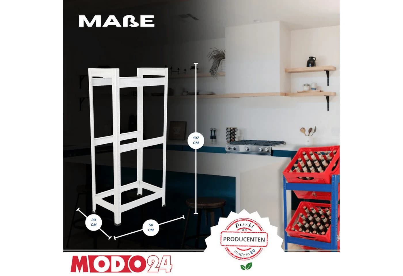 Modo24 Helios Kistenständer Metall Freistehend Grau
