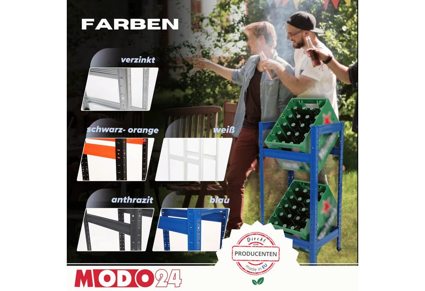 Modo24 Helios Kistenständer Metall Freistehend 2-3 Kisten Silber - Bild 4
