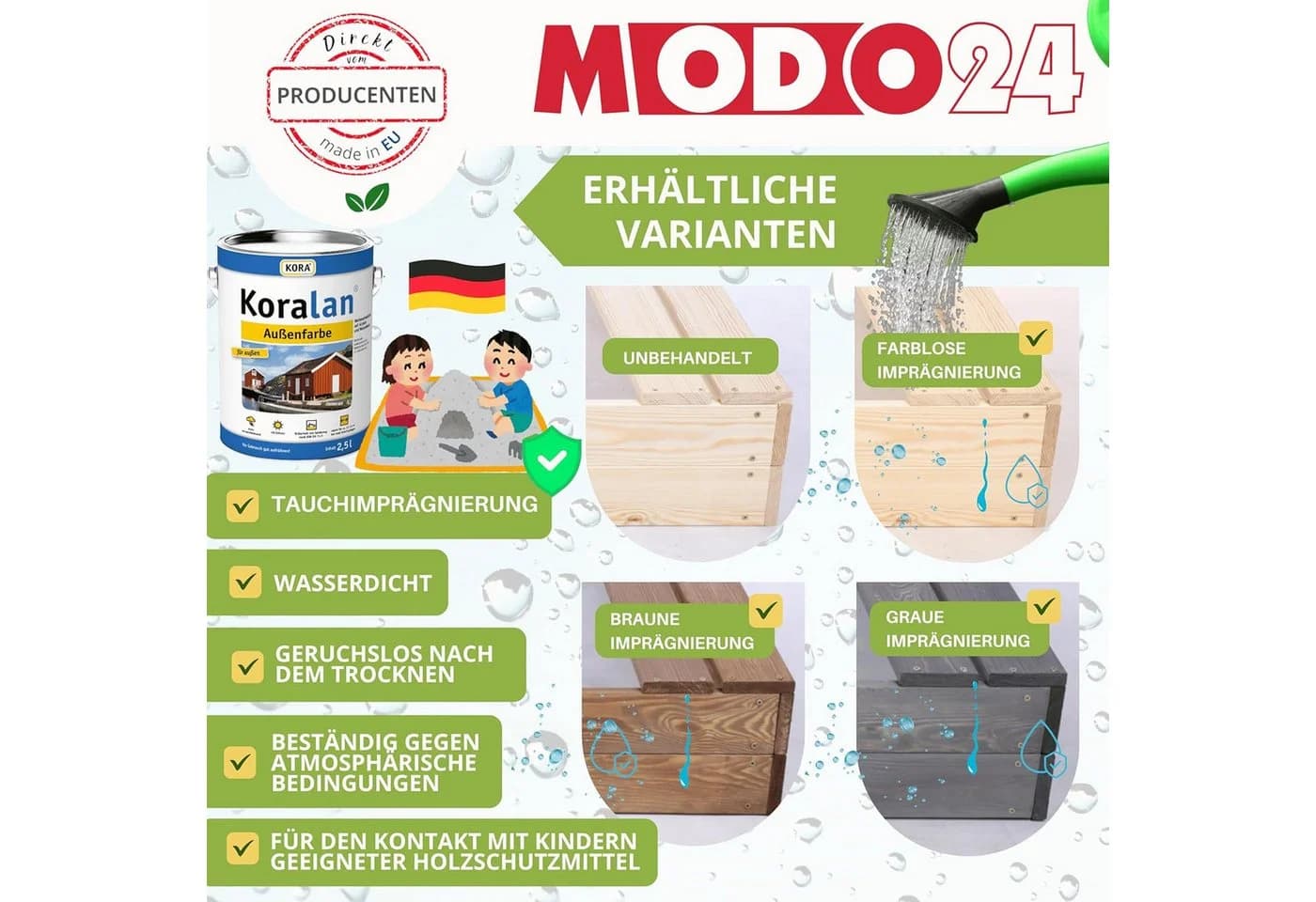 Modo24 Sandkasten mit Sitzbänken - Kiefernholz mit Abdeckplane - Bild 3