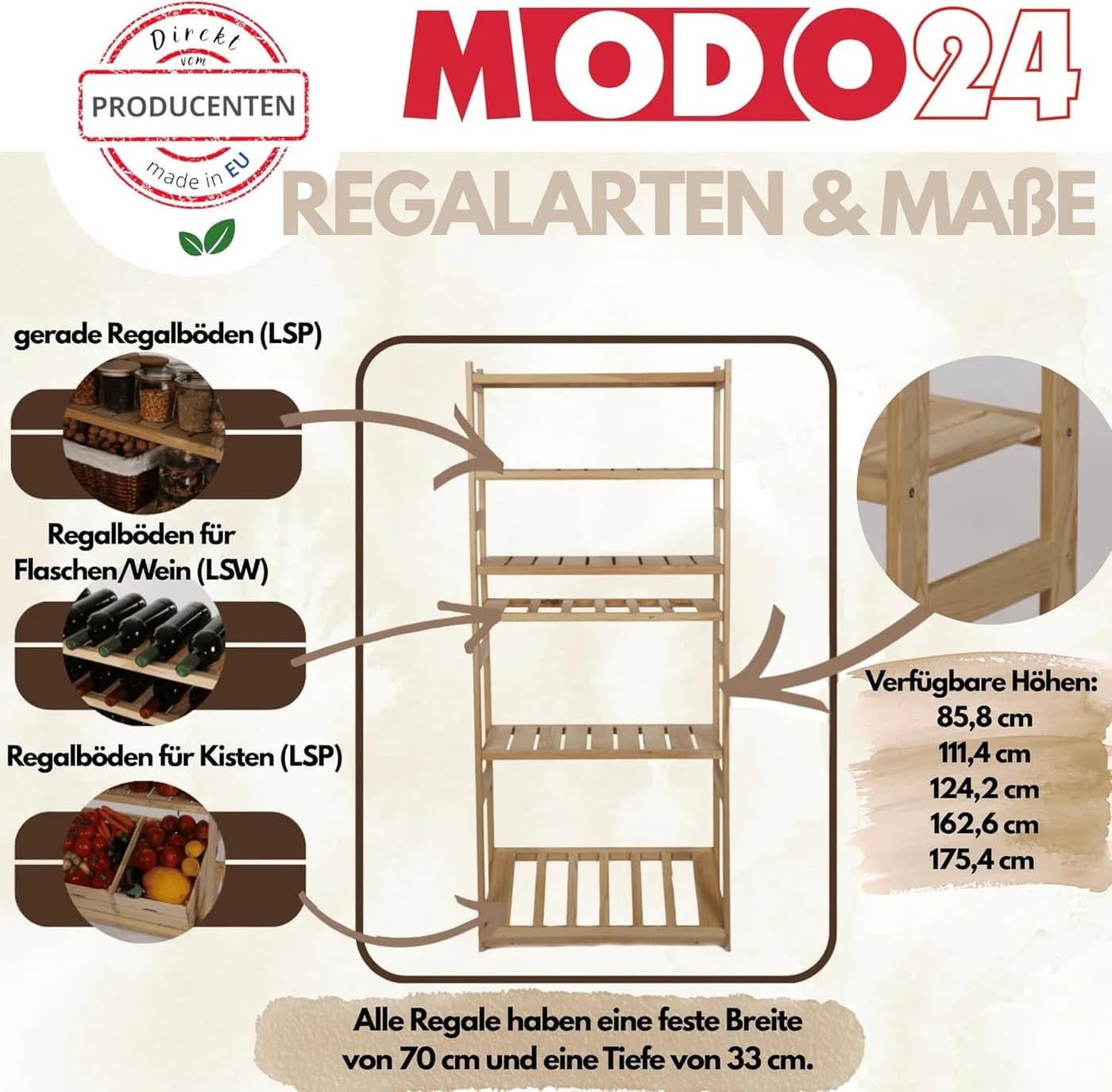 Modo24 Weinregal Kistenregal Massivholz Kiefer Modular - Bild 3