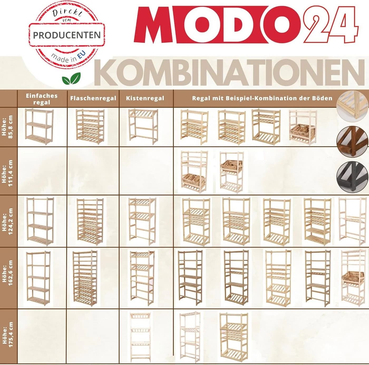Modo24 Weinregal Kistenregal Massivholz Kiefer Modular - Bild 4