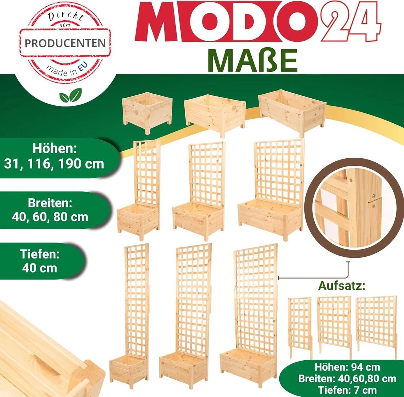 Modo24 Blumenkasten Kiefernholz Modulares System - Bild 5