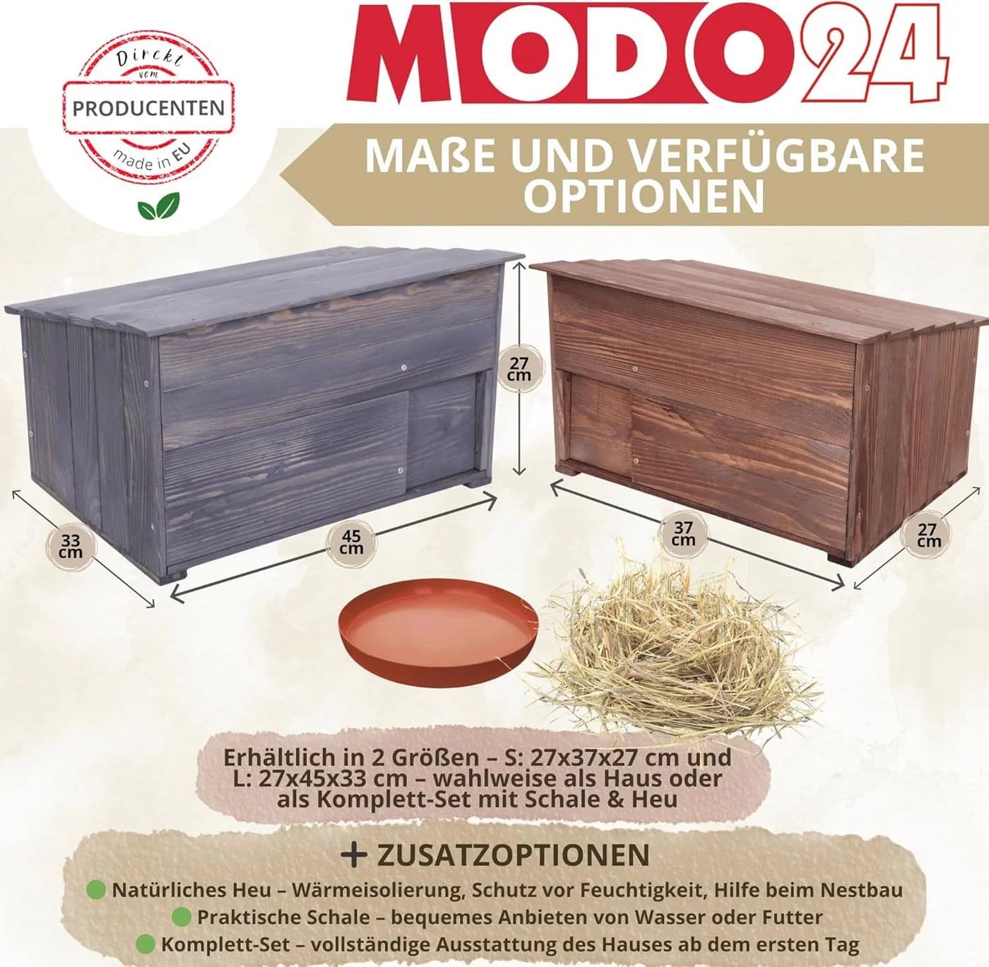 Modo24 Igelhaus aus Holz mit Labyrintheingang