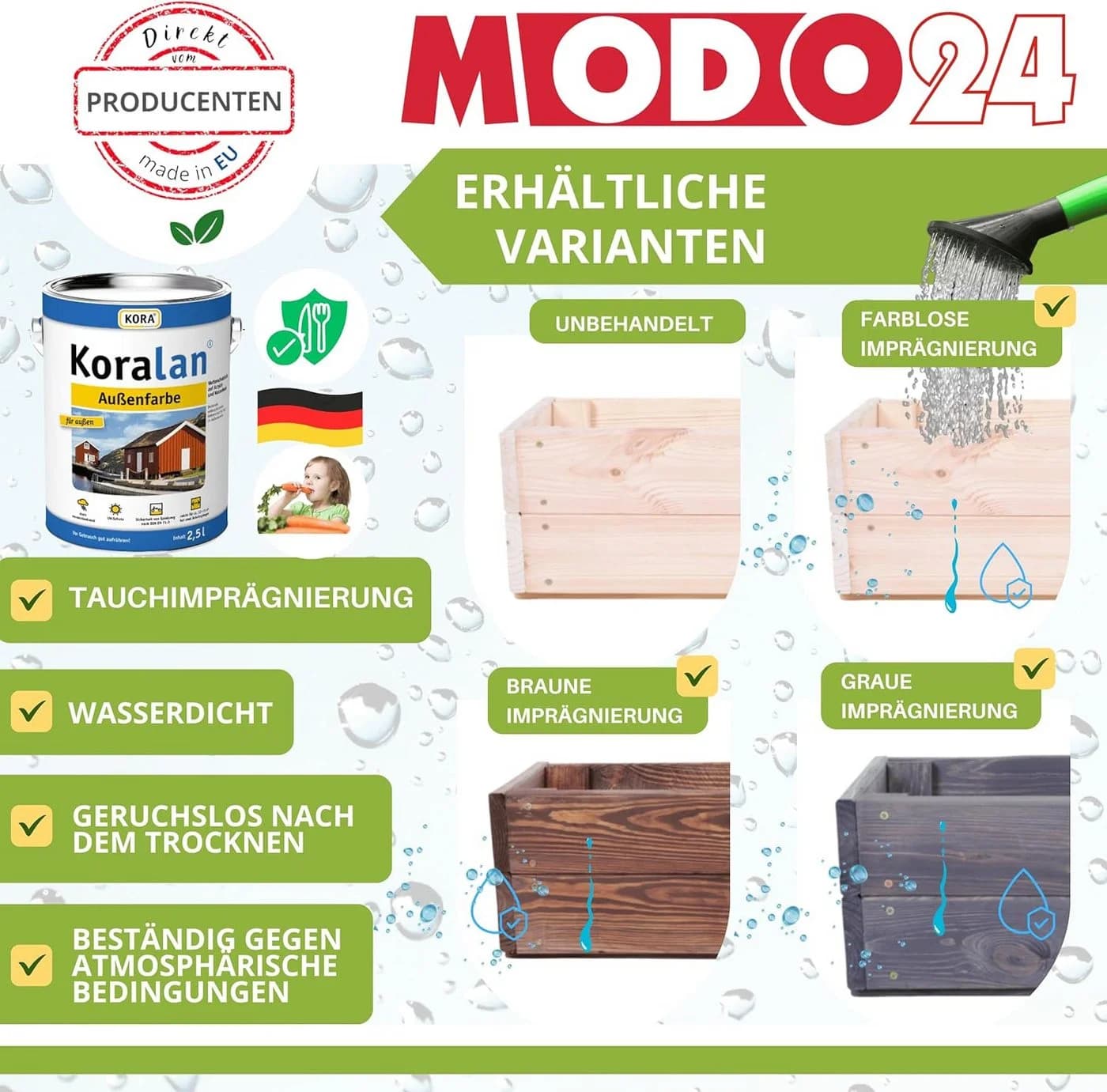 Modo24 Blumenkasten Pflanzkasten aus Kiefernholz rechteckig - Bild 4
