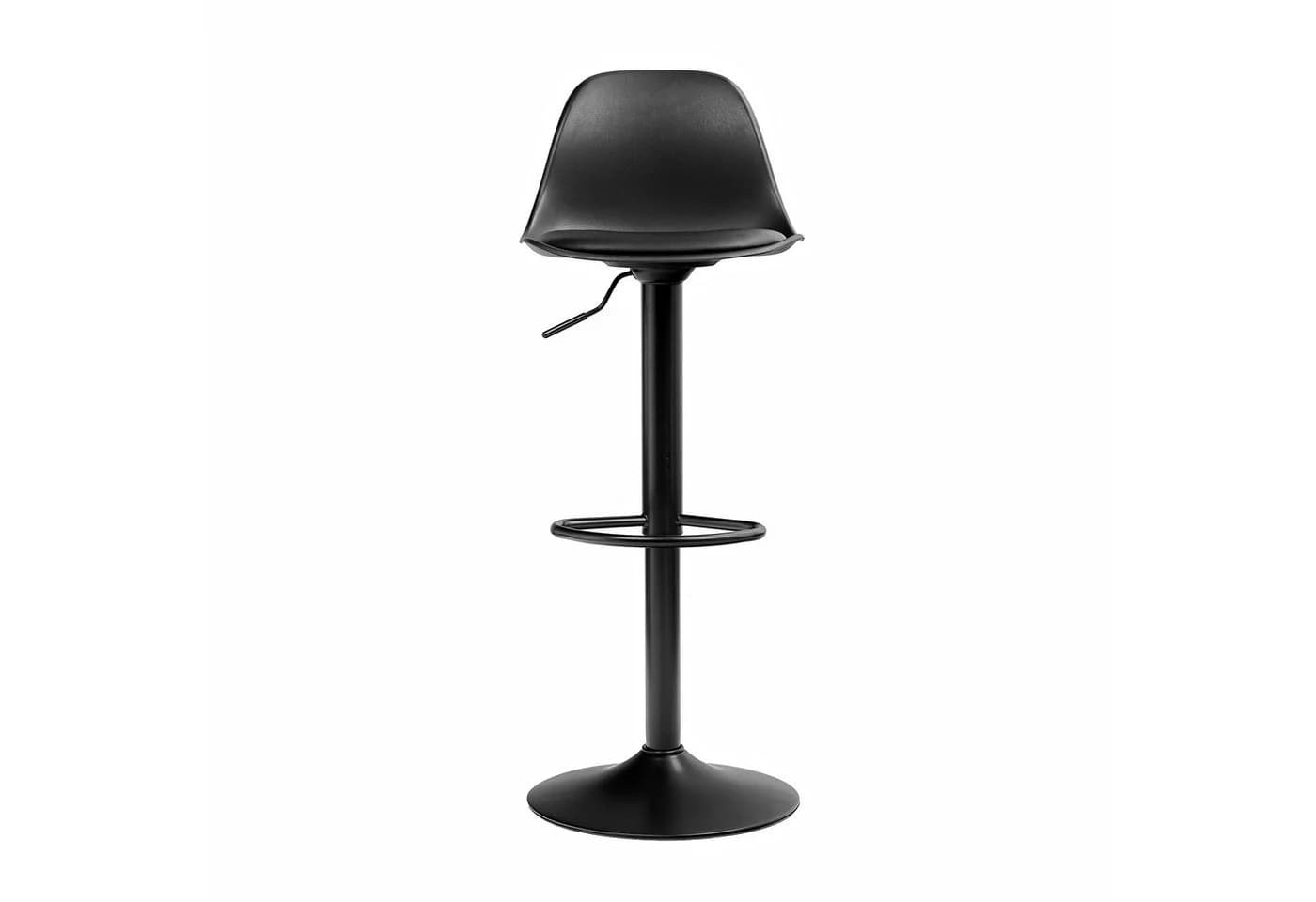 Furnify Barhocker RUNDA Höhenverstellbar Kunstleder Schwarz