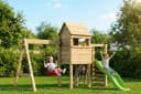 Fungoo LUOMI Spielturm Grün mit Rutsche und Schaukel Bild 1