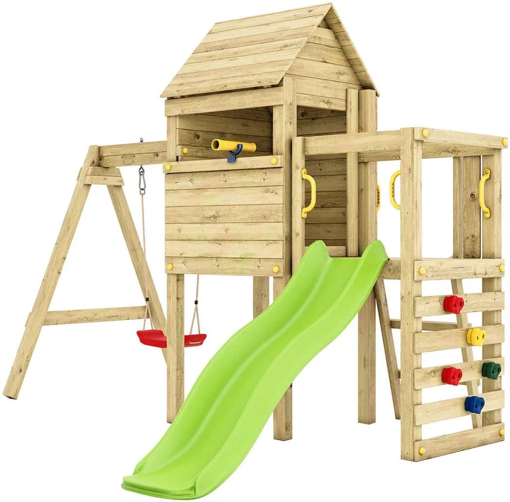 Fungoo LUOMI Spielturm Grün mit Rutsche und Schaukel - Bild 3