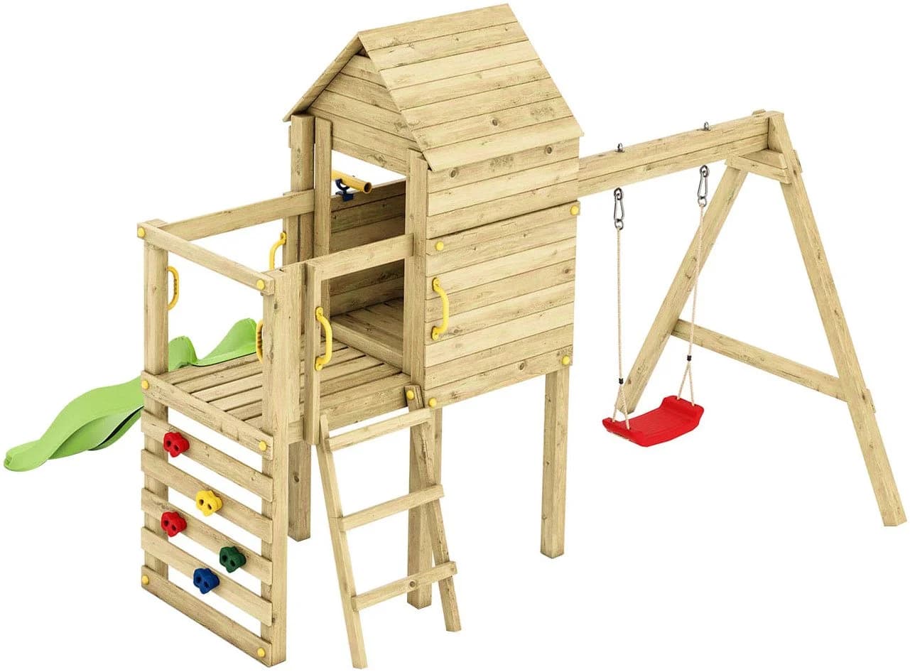 Fungoo LUOMI Spielturm Grün mit Rutsche und Schaukel - Bild 4