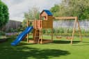 Fungoo Treehouse Spielturm blau mit Rutsche und Schaukel Bild 1