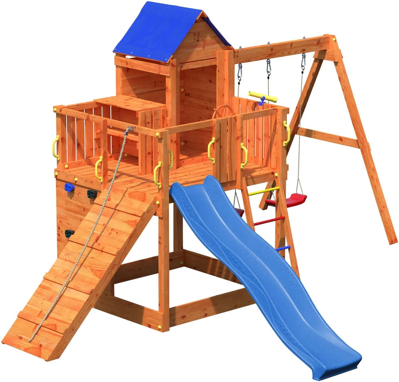 Fungoo Treehouse Spielturm blau mit Rutsche und Schaukel - Bild 4