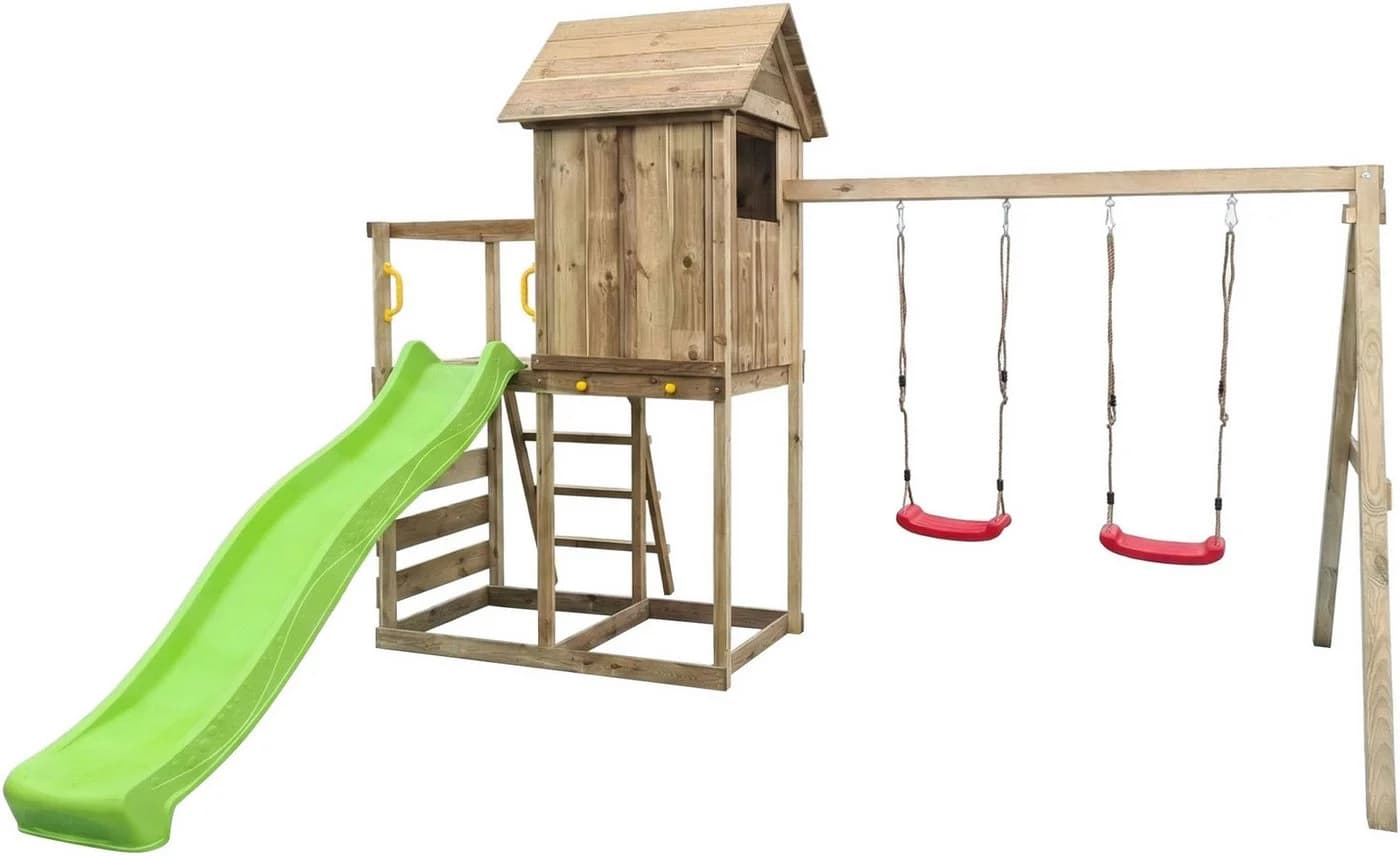 FUNGOO MaxPlay 5 Spielturm Grün mit Rutsche und Schaukel - Bild 4